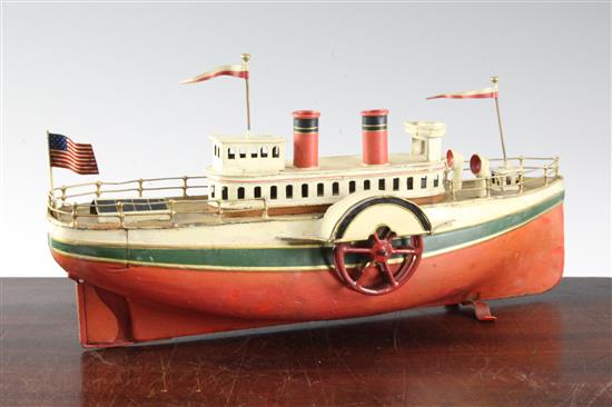 A Carette tinplate model of an American steamer, 14in.